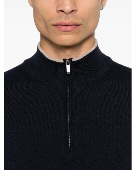 Paul & Shark Black Cashmere Half-Zip Sweater for men
