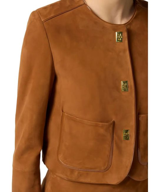 Elisabetta Franchi Brown Jacke Mit Aufgesetzter Tasche