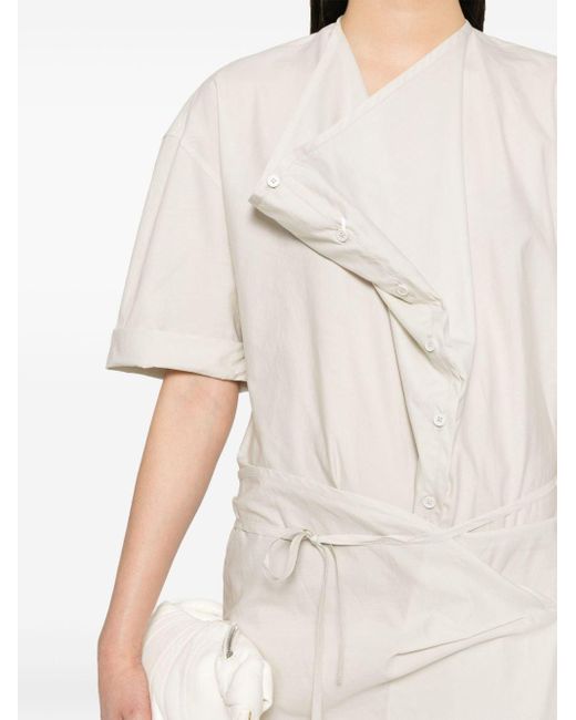 Lemaire White Short-sleeve Wrap Midi Dress