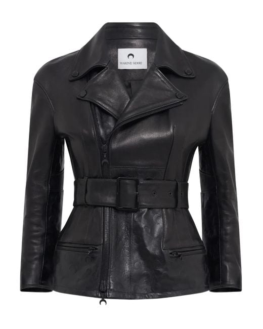 MARINE SERRE Black Moon Leather Jacket