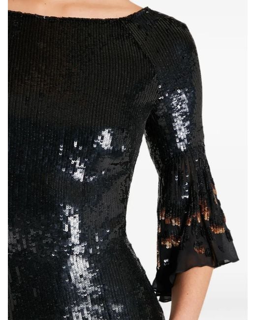Temperley London Black Celestial Sequin-Embellished Maxi Dress