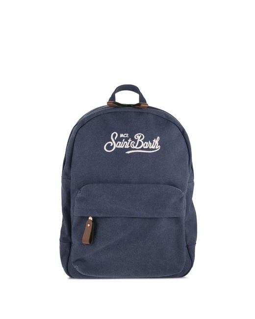 Mc2 Saint Barth Blue Sac À Dos À Logo Brodé for men