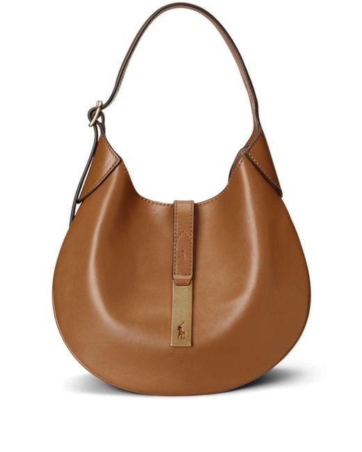 Polo Ralph Lauren Brown Small Logo-charm Leather Shoulder Bag