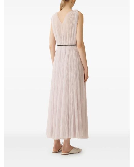 Fabiana Filippi Midi-Jurk Met Striksluiting in het Natural