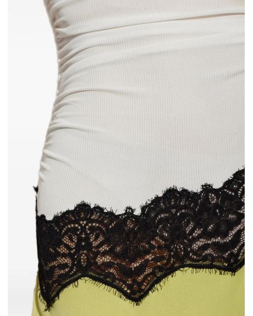 Christopher Esber White Lace-Insert Asymmetric-Hem Tank Dress