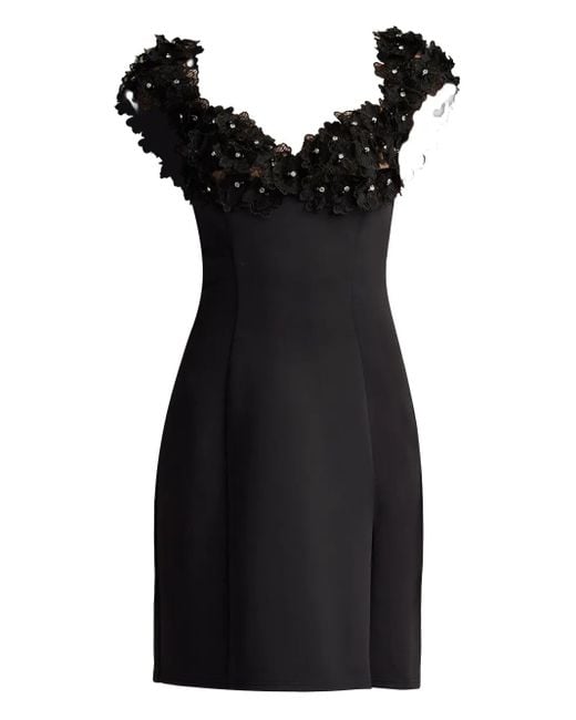 Tadashi Shoji Black Sone Floral-Lace Dress