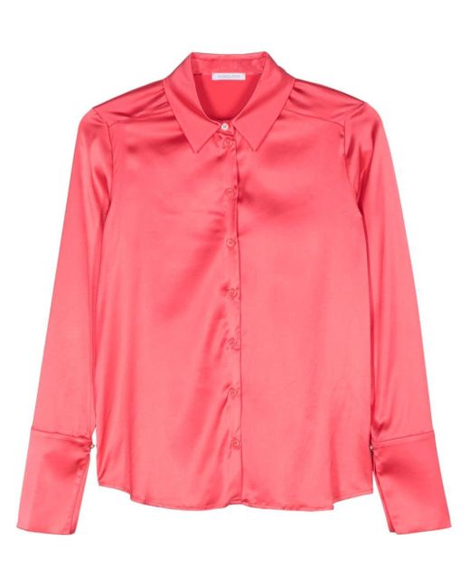 Patrizia Pepe Pink Spread-collar Satin Shirt