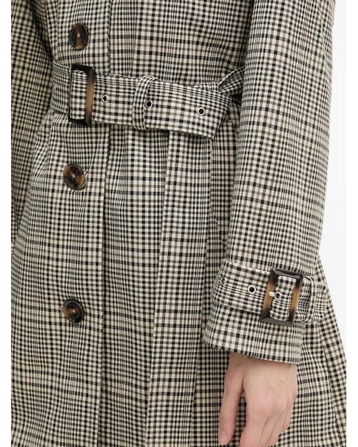 Barbour White Maia Check-Pattern Trench Coat