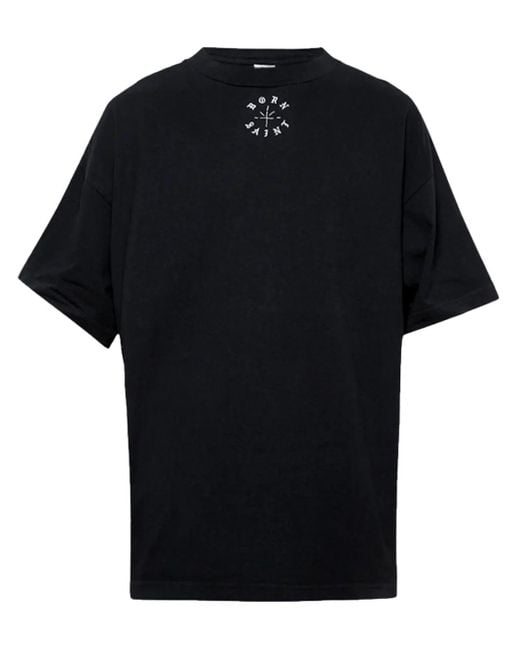 SAINT Mxxxxxx Black Logo-Print Cotton T-Shirt for men
