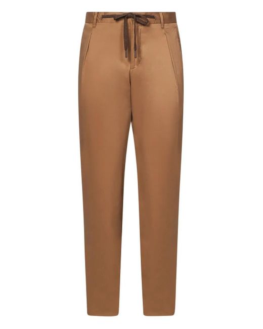 Franzese Collection Brown Stefano De Martino Pleated Drawstring Trousers for men
