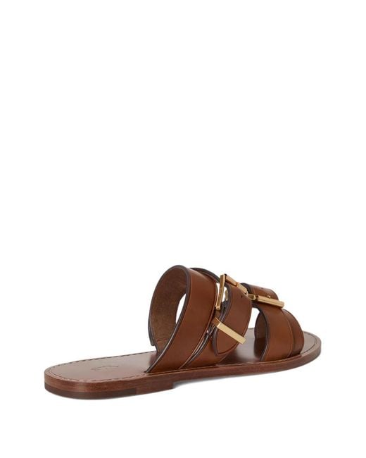 Polo Ralph Lauren Brown Toe-Strap-Detail Flat Sandals