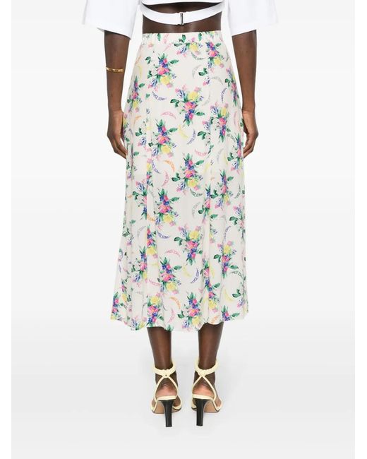 Zadig & Voltaire White June Floral-Print Midi Skirt