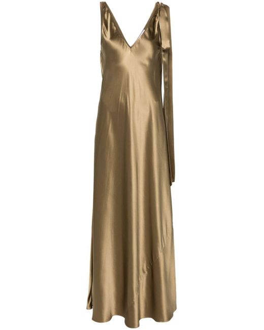 Tie-detailed satin maxi dress J.W. Anderson de color Metallic