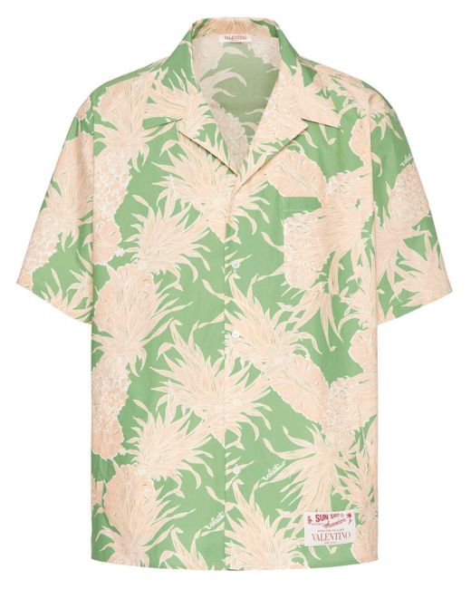 Camicia con stampa Pineapple di Valentino Garavani in Green da Uomo