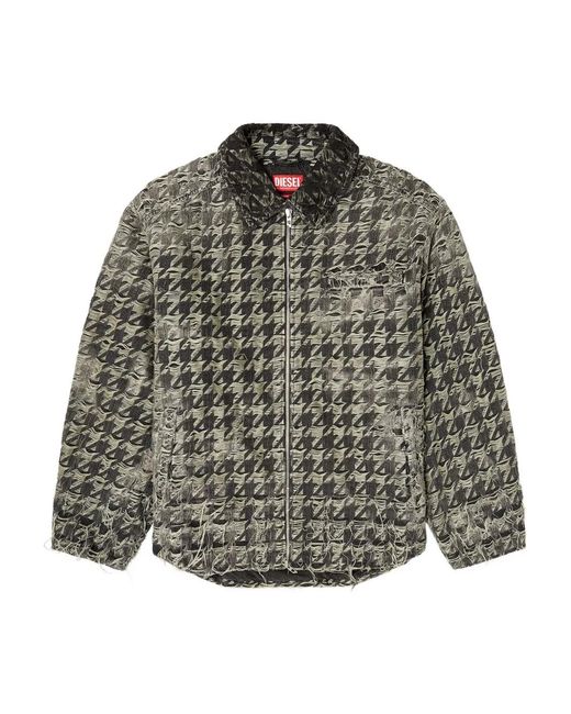 DIESEL Gray Houndstooth Jacket for men