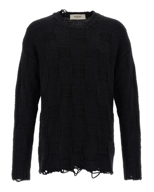 Golden Goose Deluxe Brand Black Boxy Crewneck Wool Knit Sweater for men