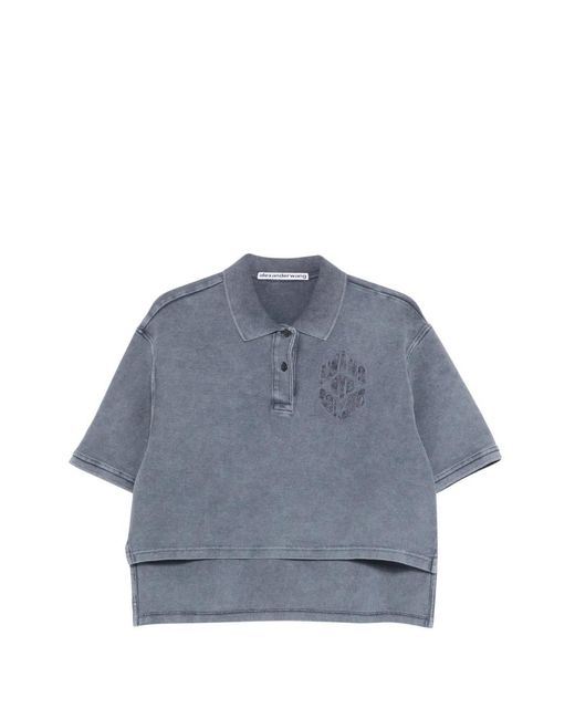 Alexander Wang Blue High-Low Polo Top