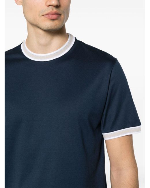Camiseta con ribete a rayas Eleventy de hombre de color Blue