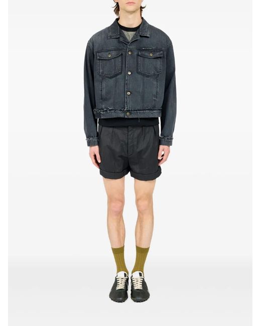 Maison Margiela Blue Buttoned Frayed Jacket for men