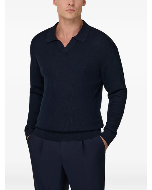 Pull Côtelé À Col Ouvert Boggi pour homme en coloris Blue