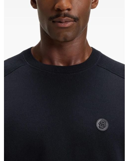Maglione Con Applicazione di Boss in Blue da Uomo