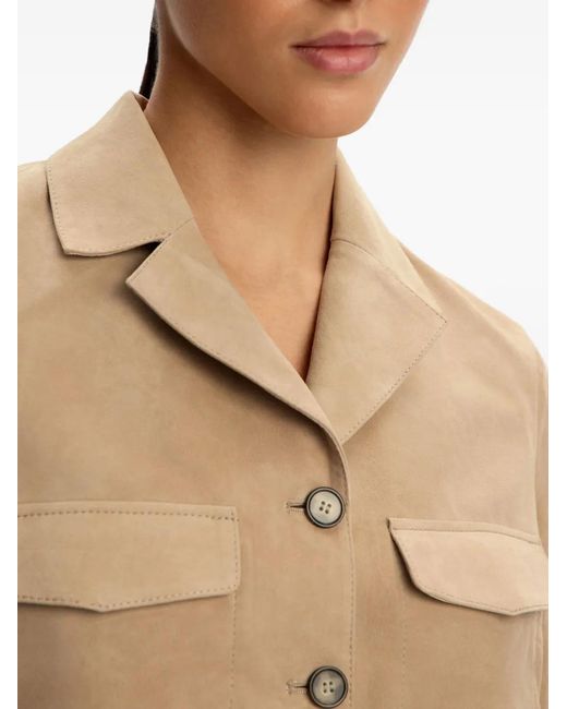 12 STOREEZ Natural Lacing-Detail Suede Jacket
