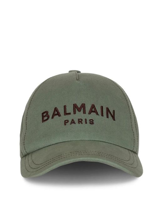 Balmain Green Logo-Embroidery Baseball Cap for men