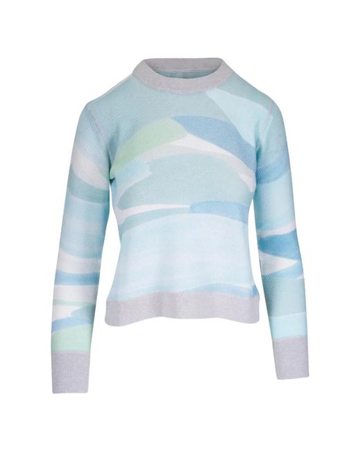 Kinross Cashmere Blue Landscape-Intarsia Jumper