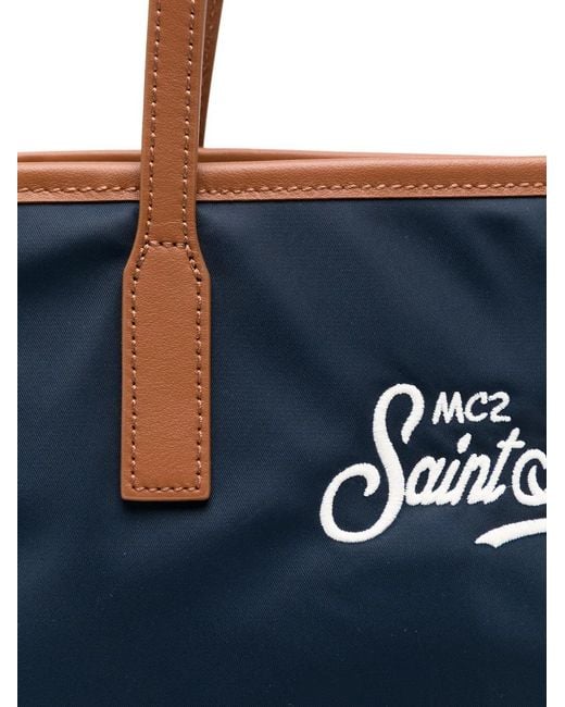 Mc2 Saint Barth Blue Embroiderd-Logo Tote Bag