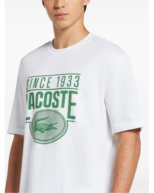 Lacoste T-Shirt aus Bio-Baumwolle mit Logo-Print in Gray für Herren