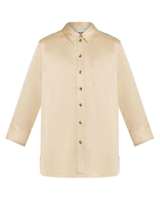Ganni Natural Classic-collar Button-down Shirt