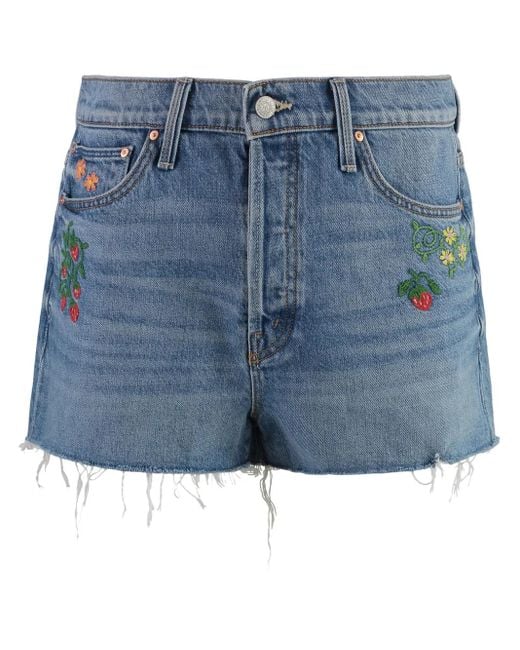 Mother Blue The Ditcher Denim Shorts