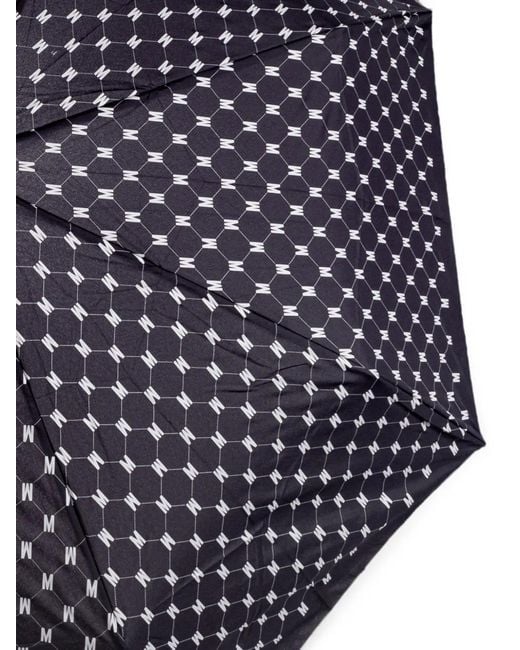Moschino Blue Monogram-Print Folding Umbrella