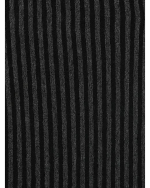 Botto Giuseppe Black Striped-Pattern Cashmere Scarf