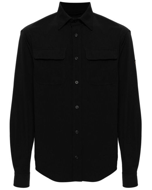 Paul & Shark Black Long-Sleeve Flap-Pocket Shirt for men