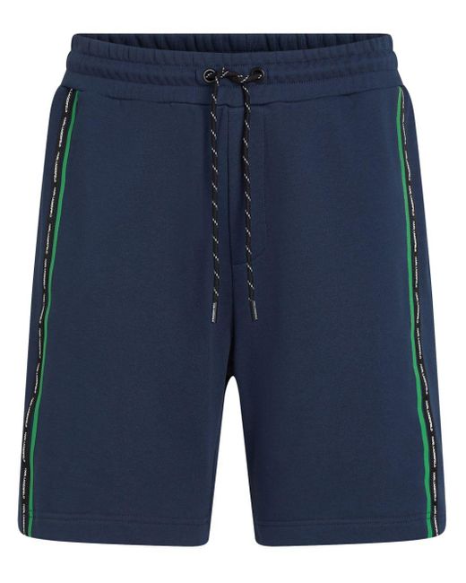 Karl Lagerfeld Blue Organic-cotton Track Shorts for men