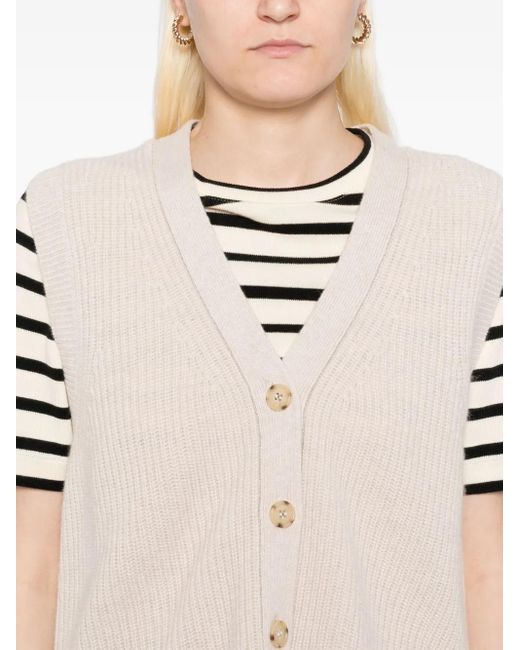 N.Peal Cashmere Vネック トップ Natural