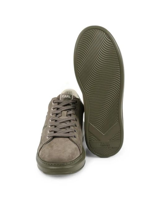 Karl Lagerfeld Gray Logo-Embossed Lace-Up Sneakers for men
