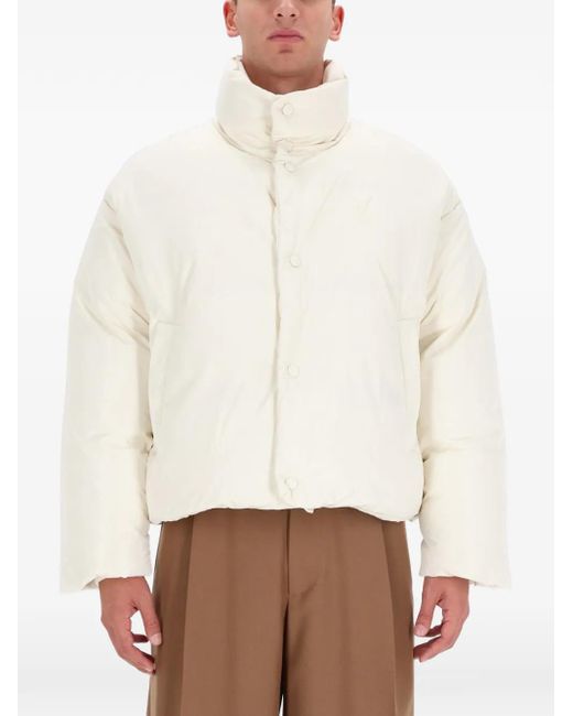 AMI White Button Funnel-Neck Jacket for men