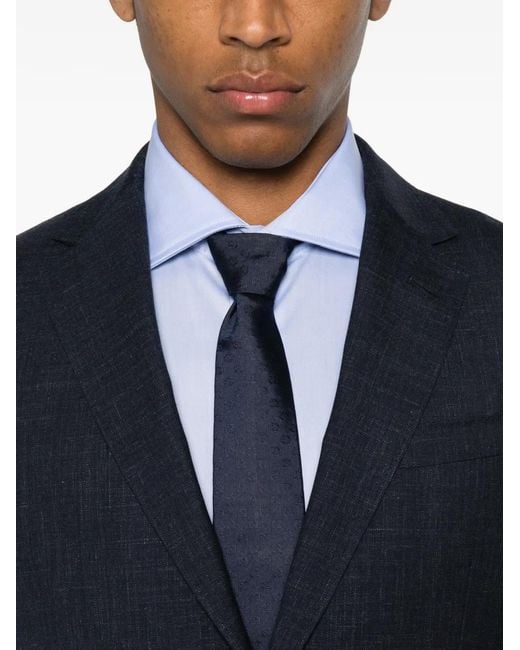 Zegna Blue Manteau À Simple Boutonnage Et Poches Plaquées for men