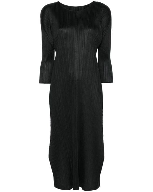 Pleats Please Issey Miyake Black Monthly Colors: June Midi Dress