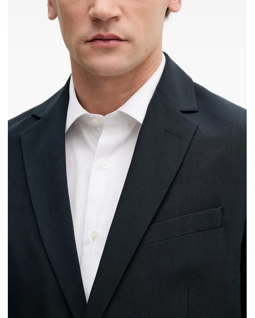 Sisley Blue Notched-Lapels Single-Breasted Suit Jacket for men