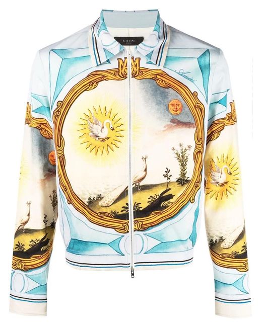 Amiri Blue Landscape Frame Varsity Jacket for men