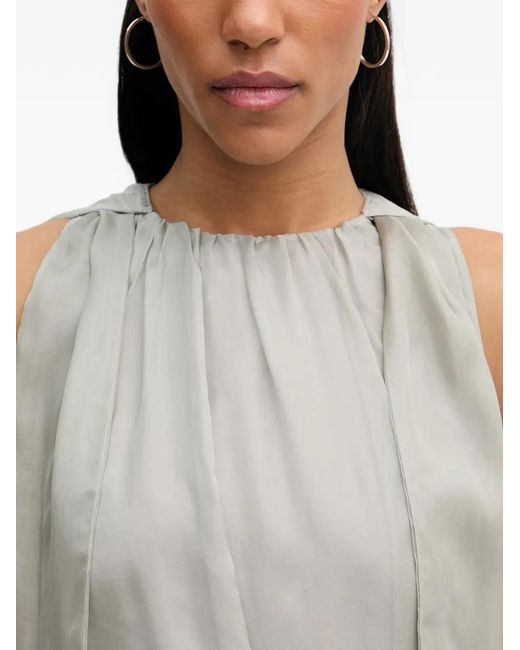 Isabelle Blanche Gray Draped Sleeveless Top