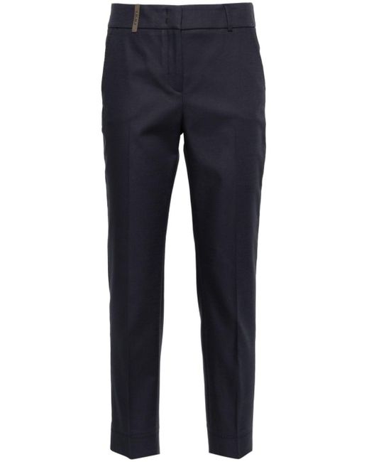 Peserico Blue Pressed-crease Tapered Trousers