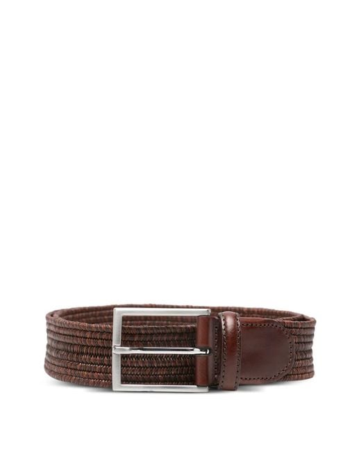 Canali Brown Logo-Detail Belt for men