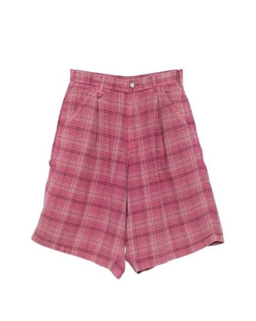 R13 Pink Jesse Checked Shorts