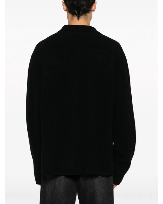Laneus Black Long-Sleeved Button-Up Cardigan for men