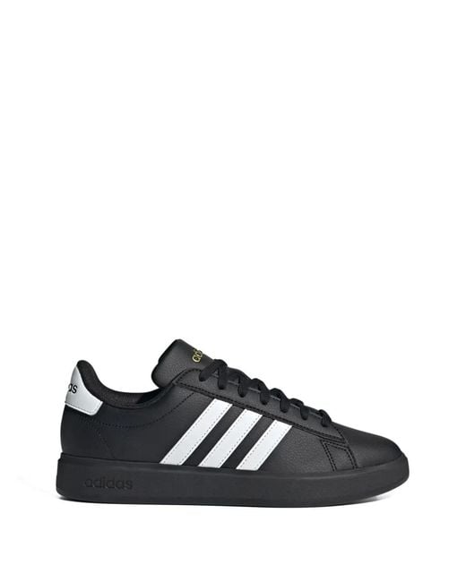 Adidas Black Grand Court 2.0 Striped Sneakers