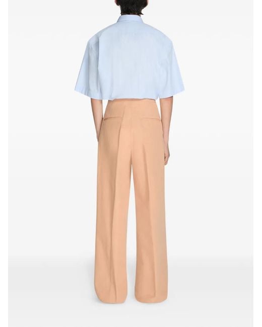 Dries Van Noten Natural Pleated Cotton Poplin Trousers for men